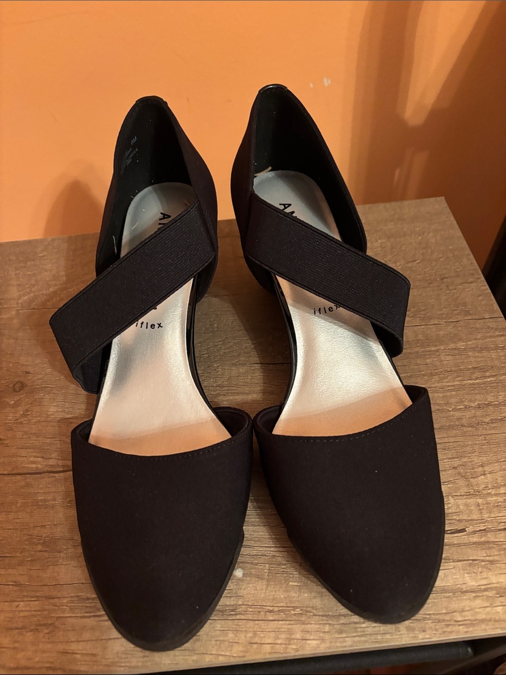 Anne Klein Black Cross-Strap D'Orsay Heels